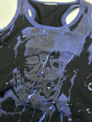 Black And Blue Tank Top With Skull Pattern