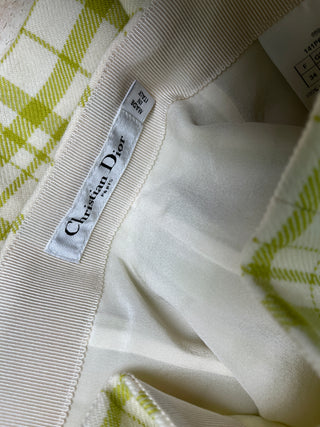 Lime Green Checkered Wool Shorts With Matching Belt