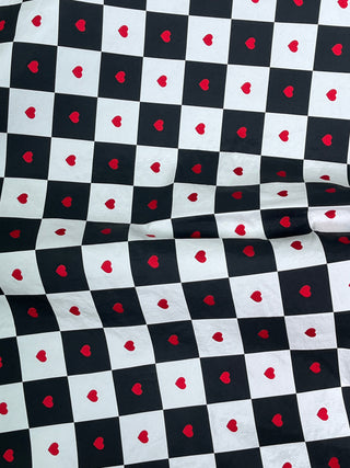Dioramour Black And Red Checkered Heart Printed Skirt