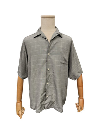 Light Grey Checkered Short Sleeved Shirt With Zipper Details