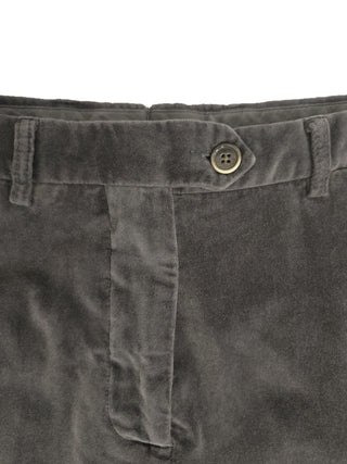 Grey Washed Velvet Straight Leg Pants