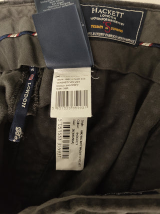 Grey Washed Velvet Straight Leg Pants