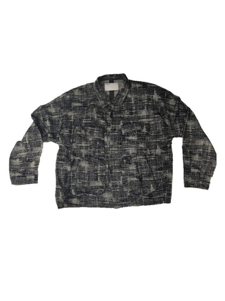 Black And White Checkered Shirt With Black Velvet Random Print