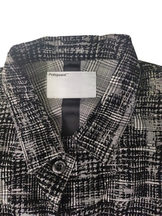 Black And White Checkered Shirt With Black Velvet Random Print