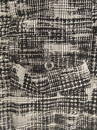 Black And White Checkered Shirt With Black Velvet Random Print