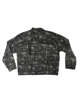 Black And White Checkered Shirt With Black Velvet Random Print