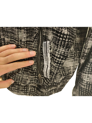 Black And White Checkered Shirt With Black Velvet Random Print