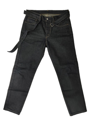Dark Blue Unwashed Jeans With The Matching Double Flap Denim Belt