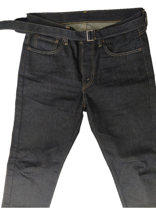 Dark Blue Unwashed Jeans With The Matching Double Flap Denim Belt