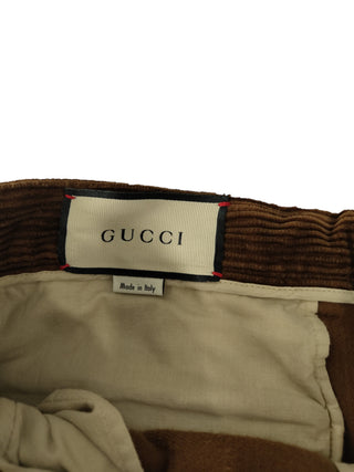 Brown Corduroy Straight Leg Pants With A Cuffed Bottom