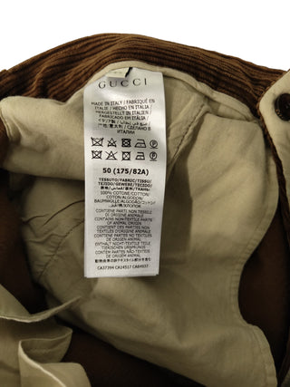 Brown Corduroy Straight Leg Pants With A Cuffed Bottom