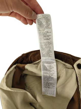 Brown Corduroy Straight Leg Pants With A Cuffed Bottom