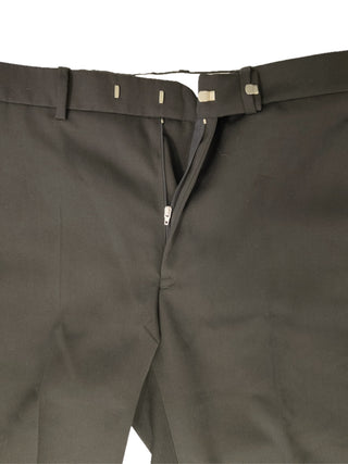 Black Wool Pants With Burgundy Checkered Striped Side Trimmings