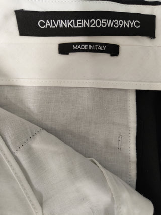 Black Wool Pants With Burgundy Checkered Striped Side Trimmings