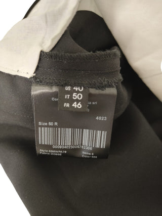 Black Wool Pants With Burgundy Checkered Striped Side Trimmings