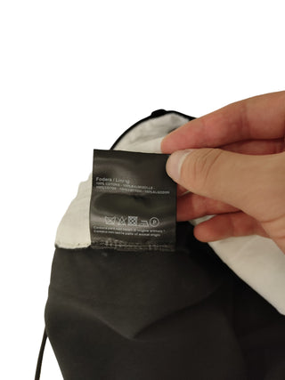 Black Wool Pants With Burgundy Checkered Striped Side Trimmings