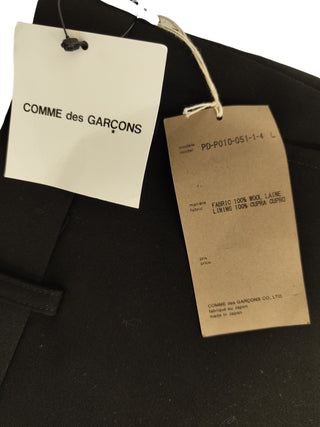 Black Wool 3/4 Length Pants With Wide Cuffed Bottom