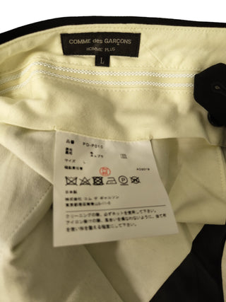 Black Wool 3/4 Length Pants With Wide Cuffed Bottom