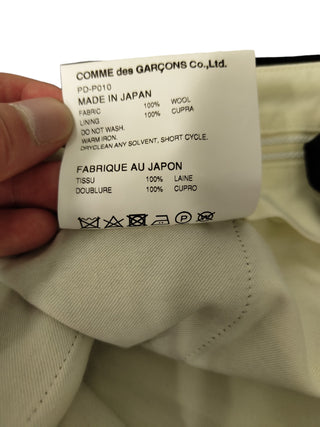 Black Wool 3/4 Length Pants With Wide Cuffed Bottom