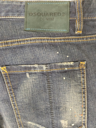 Dark Denim Slim Fit With Splashed Ink And Washed Details