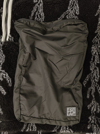 Black Fleece And Nylon Pullover With Hood And 2 Front Pockets Details