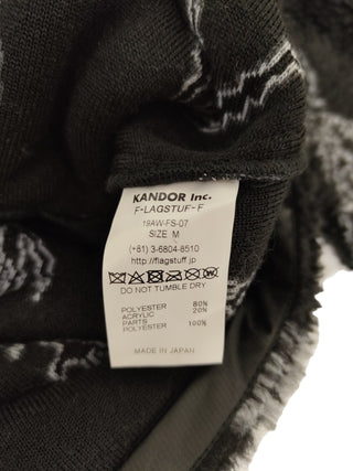 Black Fleece And Nylon Pullover With Hood And 2 Front Pockets Details