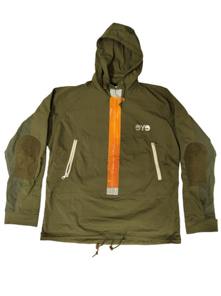 Khaki Pullover With Neon Orange Zipper