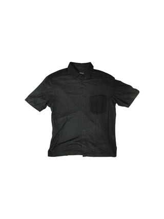 Black Linen Shirt With Mixed Fabric Details