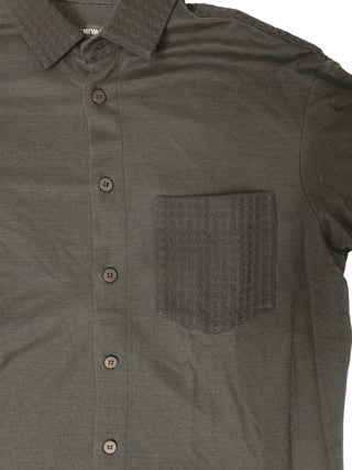 Black Linen Shirt With Mixed Fabric Details