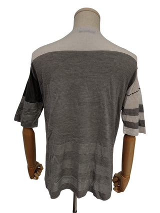 Black And Grey Striped Knit Top