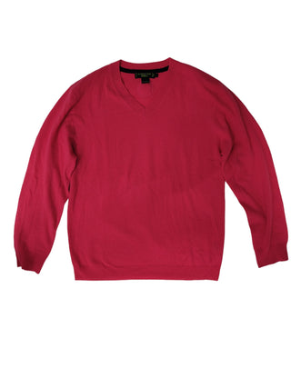 Fuchsia Pink V Neck Cashmere Pullover