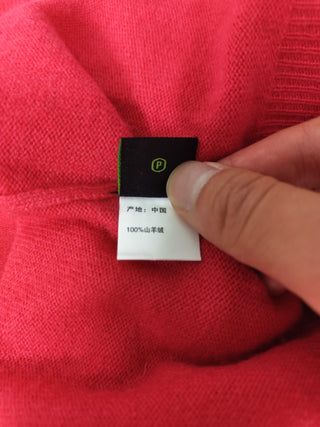 Fuchsia Pink V Neck Cashmere Pullover