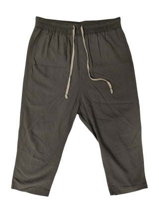 Khaki Drawstring Pants With Signature Low Crotch In Mid Length