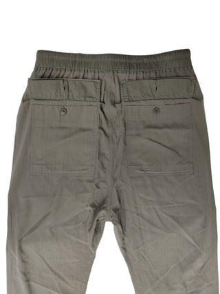 Khaki Drawstring Pants With Signature Low Crotch In Mid Length