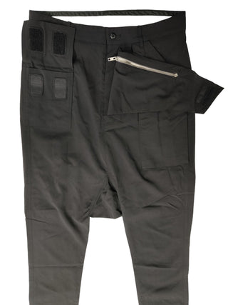 Black Viscose And Wool Blended Buttoned Up Pants