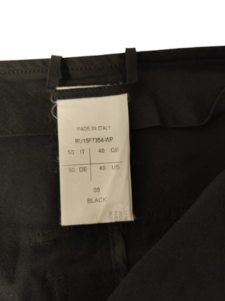 Black Viscose And Wool Blended Buttoned Up Pants