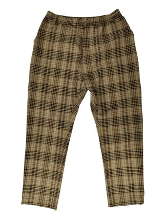 Brown Checkered Drawstring Pants