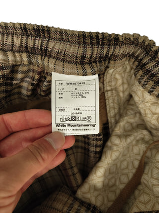 Brown Checkered Drawstring Pants