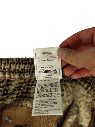 Brown Checkered Drawstring Pants