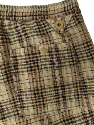 Brown Checkered Drawstring Pants