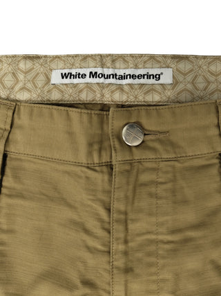 Khaki Pants With Mesh And Trimming Details