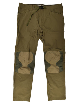 Khaki Pants With Plastic Buckle And Knee Patches Details