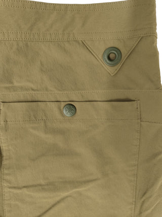 Khaki Pants With Plastic Buckle And Knee Patches Details