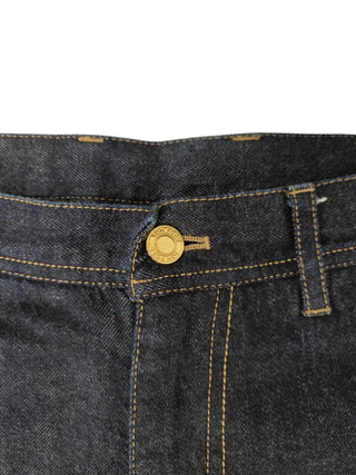 Dark Navy Jeans With Gold Button