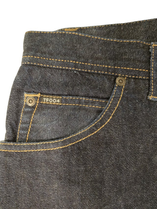 Dark Navy Jeans With Gold Button