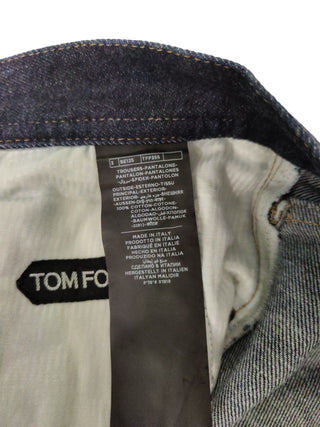 Dark Navy Jeans With Gold Button