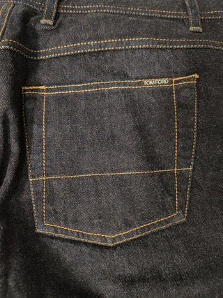 Dark Navy Jeans With Gold Button