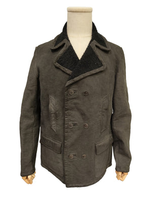 Charcoal Grey Leather Jacket With Black Brushed Cotton Lining