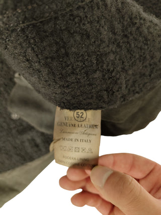 Charcoal Grey Leather Jacket With Black Brushed Cotton Lining