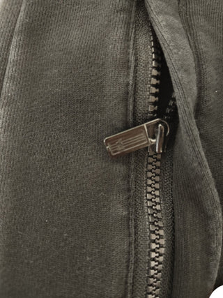 Black Cotton Long Pants With Drawstring Waist And Zipper Front